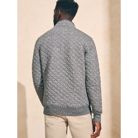 FAHERTY Mens Medium Epic Quilted Fleece Pullover Carbon Melange Long Sleeve Prep - Picture 4 of 13